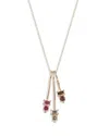 Moon & Meadow 14k Yellow Gold Multi Gemstone Brown Diamond Triple Charm Pendant Necklace, 16-20