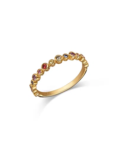 Moon & Meadow 14k Yellow Gold Multi Sapphire Bezel Stack Ring