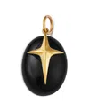 Moon & Meadow 14k Yellow Gold Onyx Oval Cross Charm Pendant In Black