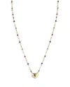 Moon & Meadow 14k Yellow Gold Puffed Heart Beaded Necklace, 16 In Gold