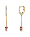 Moon & Meadow 14k Yellow Gold Rhodolite, Pink Tourmaline & Diamond Dangle Hoop Earrings