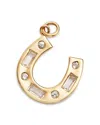 Moon & Meadow 14k Yellow Gold White Topaz Round & Baguette Horseshoe Charm Pendant In White/gold