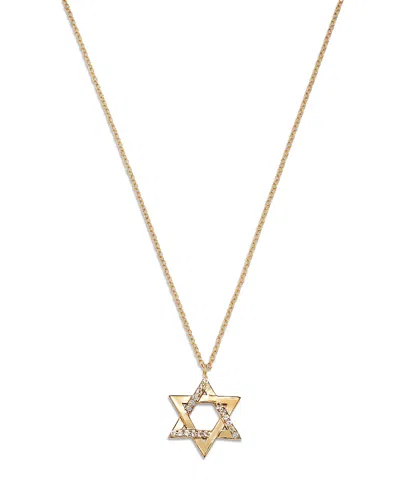 Moon & Meadow 14k Yellow Gold White Topaz Star Of David Pendant Necklace, 16-18 In Gold/white