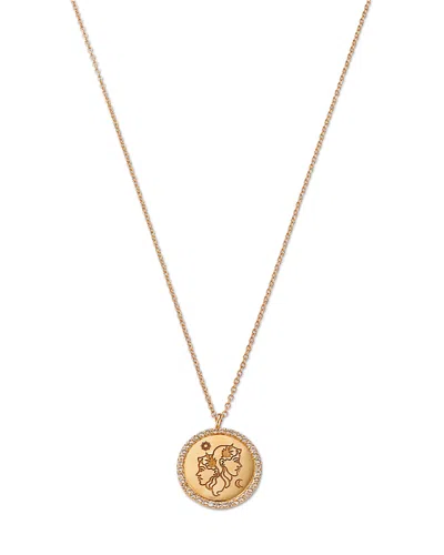 Moon & Meadow 14k Yellow Gold White Topaz Zodiac Pendant Necklace, 16-18 In Gemini