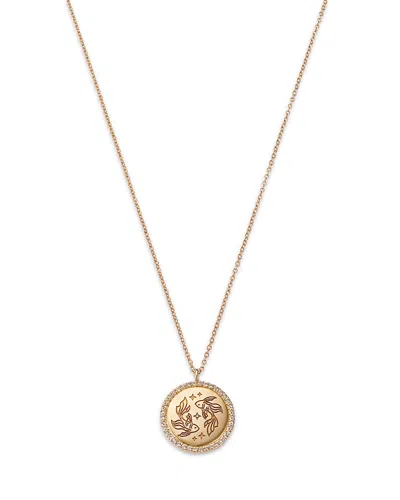 Moon & Meadow 14k Yellow Gold White Topaz Zodiac Pendant Necklace, 16-18 In Pisces