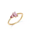 Moon & Meadow Toi Et Moi 14k Yellow Gold Pink Tourmaline & Pink Topaz Ring In Purple/gold