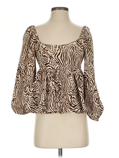 Moon River 3/4 Sleeve Blouse In Brown