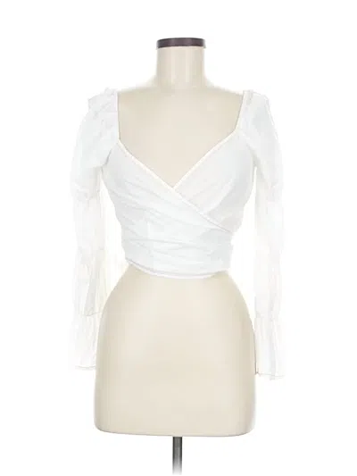 Pre-owned Moon River 3/4 Sleeve Blouse In White