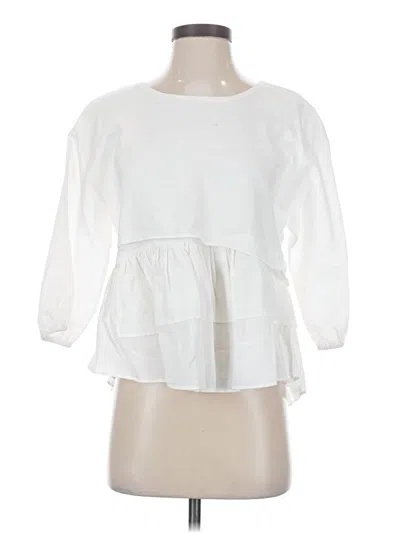 Pre-owned Moon River 3/4 Sleeve Blouse In White