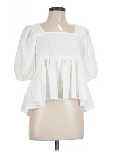 Pre-owned Moon River 3/4 Sleeve Blouse In White