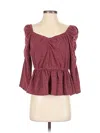 Moon River 3/4 Sleeve Top Burgundy Sweetheart Neckline Tops In Burgundy