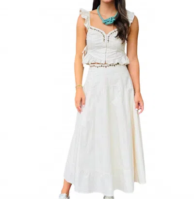 Moon River A-line Midi Skirt In Cream In White