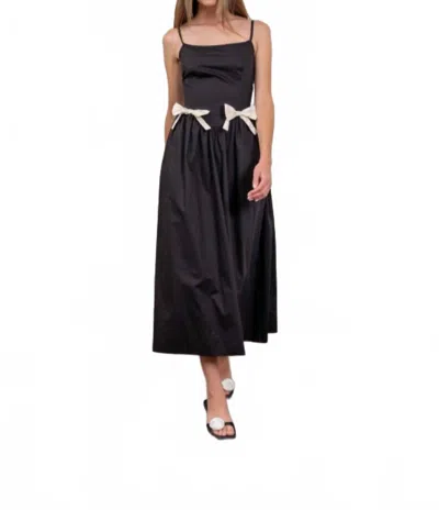 Moon River Alice Bow Midi Dress In Black