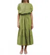 Moon River Balloon Hem Eyelet Crop Top In Green In Green