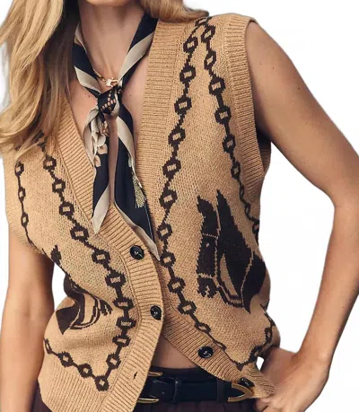 Moon River Beau Sleeveless Horse Vest In Brown