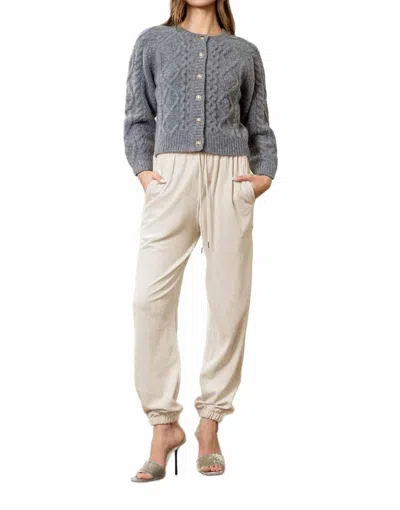 Moon River Bethany Cable Knit Cardigan In Charcoal In Gray