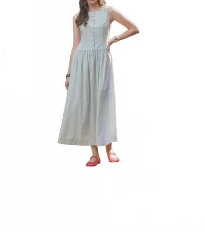 Moon River Boat Neck Front Button Detail Midi Dress In Olive In Gray