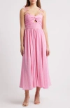 Moon River Bow Detail Cutout Midi Dress In Pink