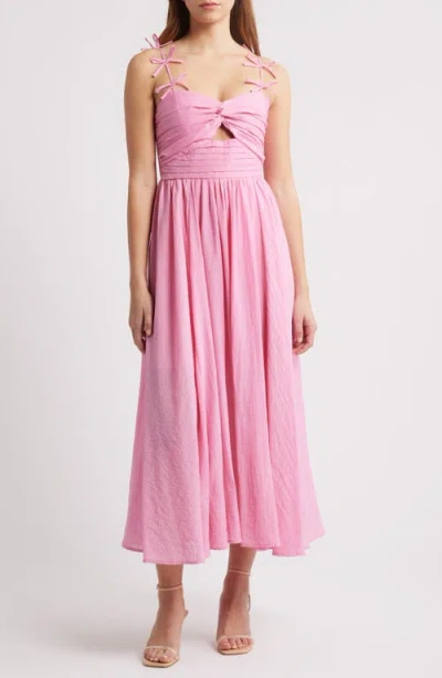 Moon River Bow Detail Cutout Midi Dress In Pink