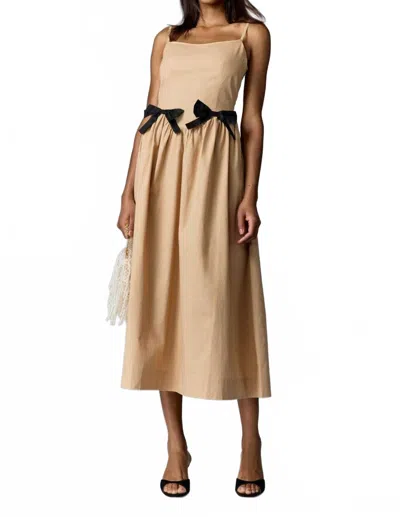 Moon River Bow Midi Dress In Congac