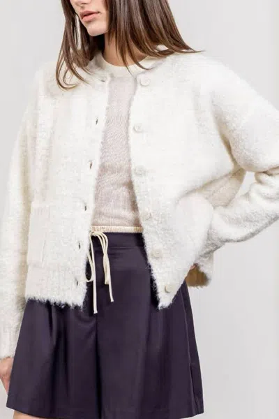 Moon River Button Cardigan Sweater In White