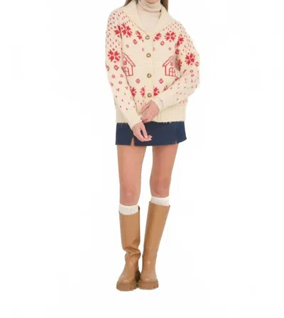 Moon River Button Up Knit Sweater Cardigan In Beige In Neutral