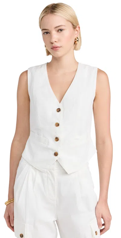 Moon River Button Up Vest White