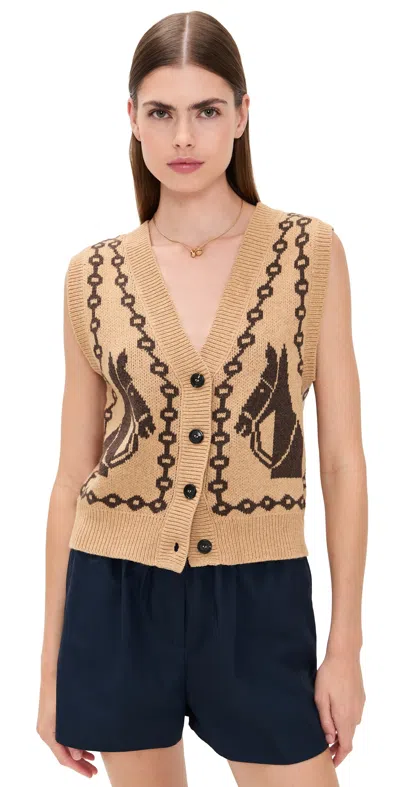 Moon River Camel Sweater Vest Camel In Brown
