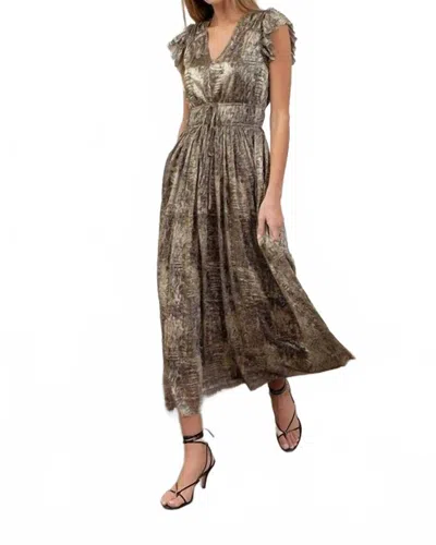 Moon River Chrissy Metallic Dress In Gold Shimmer In Gray