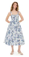 Moon River Corset Floral Midi Dress Ivory Multi In Ivory Multi