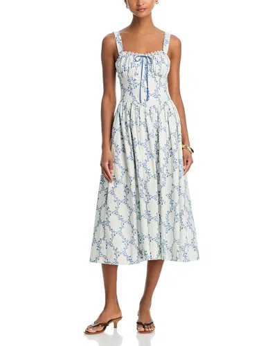 Moon River Corset Midi Dress In Blue