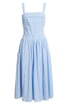 Moon River Cotton Gingham Dress In Light Blue