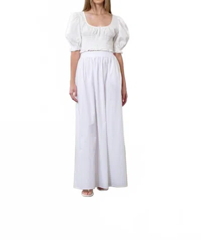 Moon River Cotton Midi Skirt In White