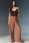 Moon River Crinkled Wide-leg Pants In Brown