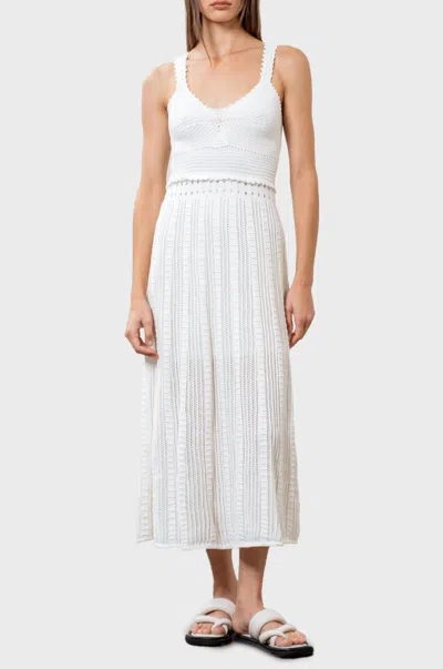 Moon River Crochet Midi Dress In Ivory In White