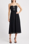 Moon River Crystal Bow Detail Metallic Dress In Black
