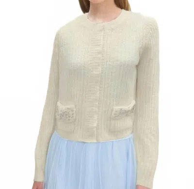 Moon River Crystal Knit Cardigan In Cream In Neutral