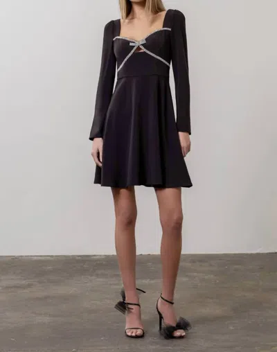 Moon River Diamond Bow Mini Dress In Black