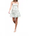 Moon River Doodle Line Mini Dress In Green In Blue