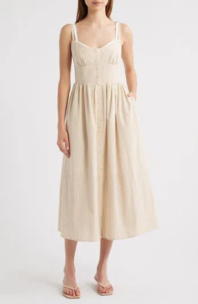 Moon River Double Strap Cotton Blend A-line Sundress In Neutral