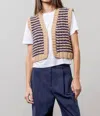 Moon River Drew Open Front Sweater Vest In Taupe In Grey