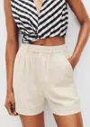 Moon River Elastic High-waist Linen Shorts In White In White
