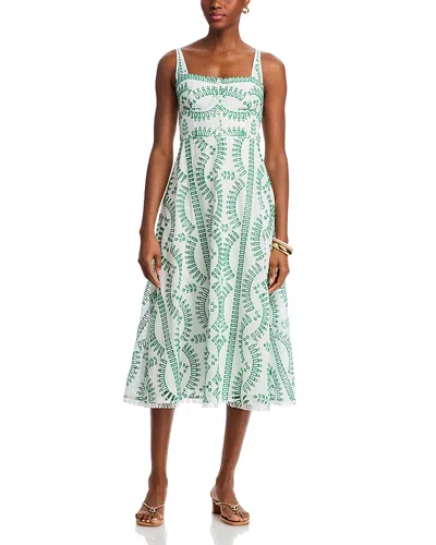 Moon River Embroidered Detail Midi Dress In Green
