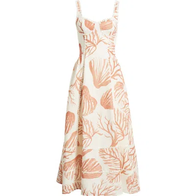 Moon River Embroidered Trim Seamed Cup Midi Dress In Multi