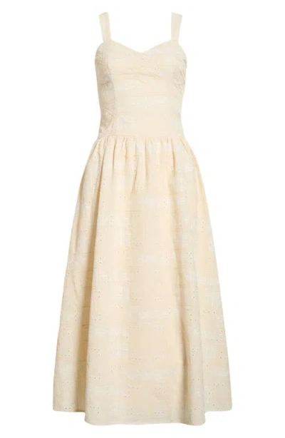 Moon River Eyelet Lace Patchwork Sundress In Neutral