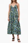 Moon River Sweetheart Floral Midi Dress In Botanical In Multi