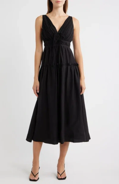 Moon River Fit & Flare Midi Dress In Black