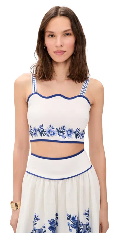 Moon River Floral Crop Top Off White Multi