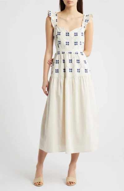 Moon River Floral Embroidered Sundress In Multi