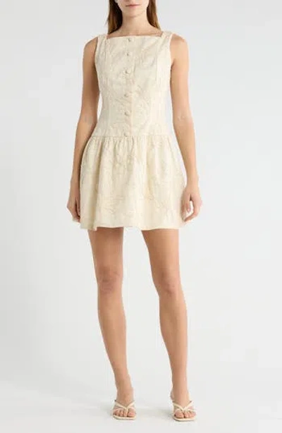 Moon River Floral Embroidery Cotton Dress In White